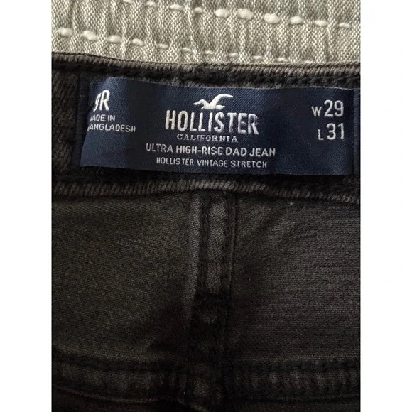 Hollister Ultra High-Rise Black Patchwork Dad Jeans Size 9 - Picture 9 of 9